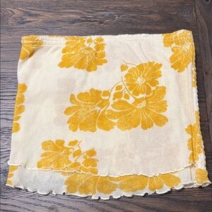 Free People Mustard Floral Knit Strapless Top